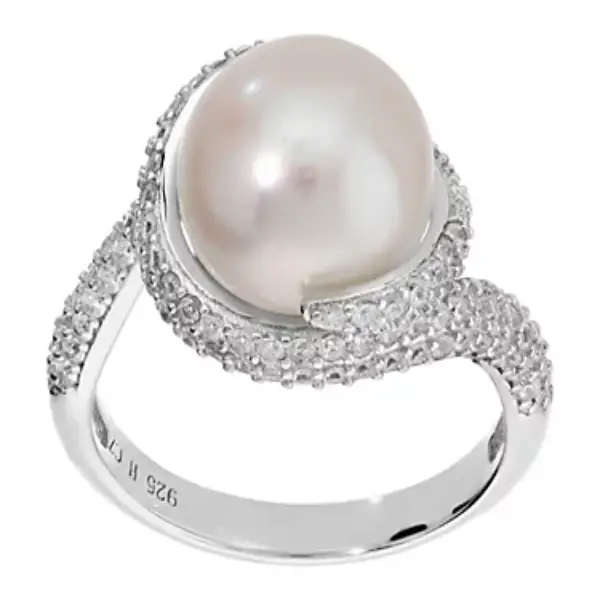 QVC Honora Cubic Zirconia & Cultured Pearl Polished Ring